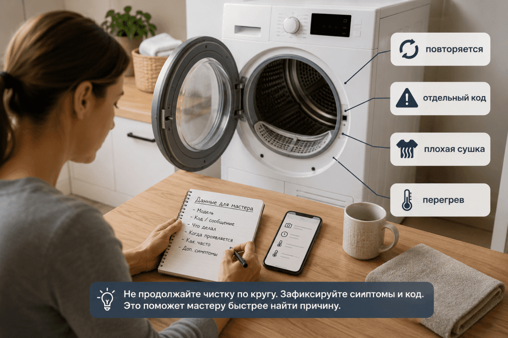 Ситуации, когда при Filter Clean нужно прекратить самостоятельные проверки и подготовить данные для сервиса