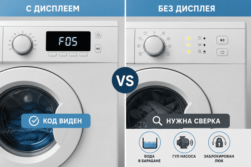 Сравнение F05 на дисплее и без дисплея