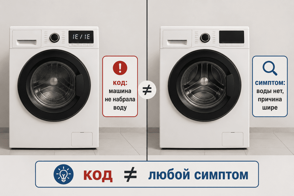 Код IE отличается от симптома без кода