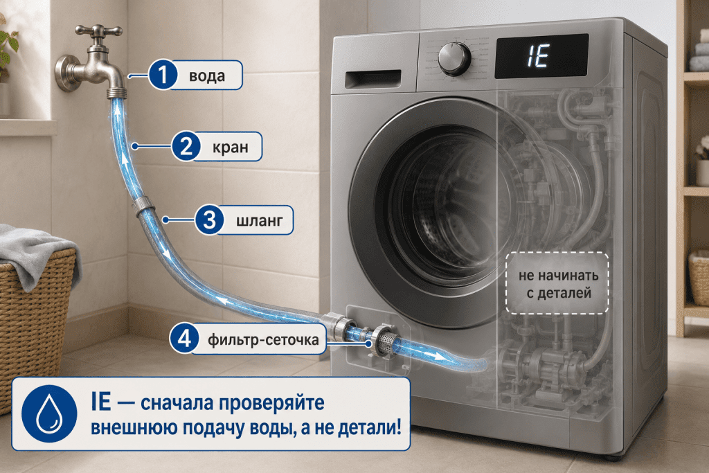 Код LG IE и путь подачи воды