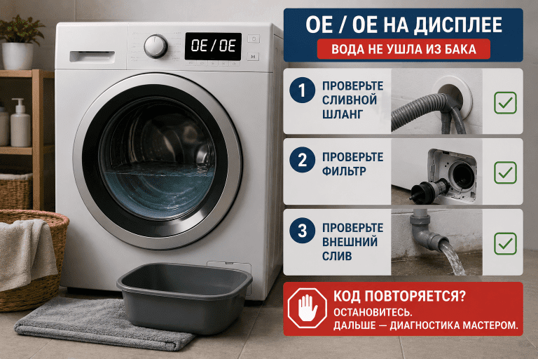 Безопасный путь при ошибке OE стиральной машины