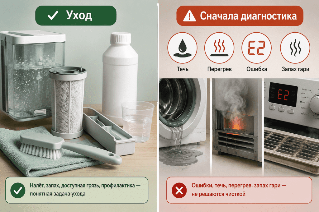 граница между уходом и неисправностью техники