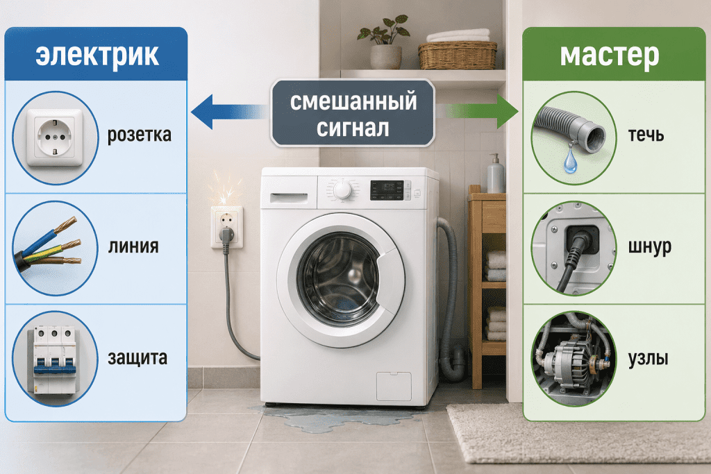 Электрик и мастер проверяют разные зоны