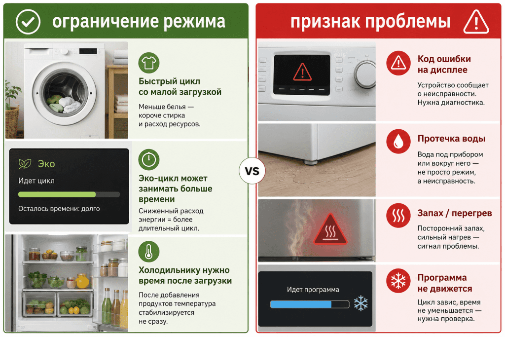 граница между ограничением режима и неисправностью