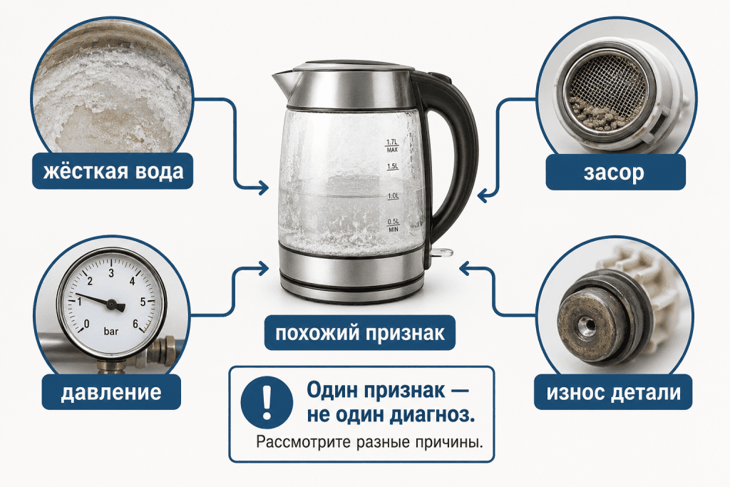 где накипь путают с другими проблемами