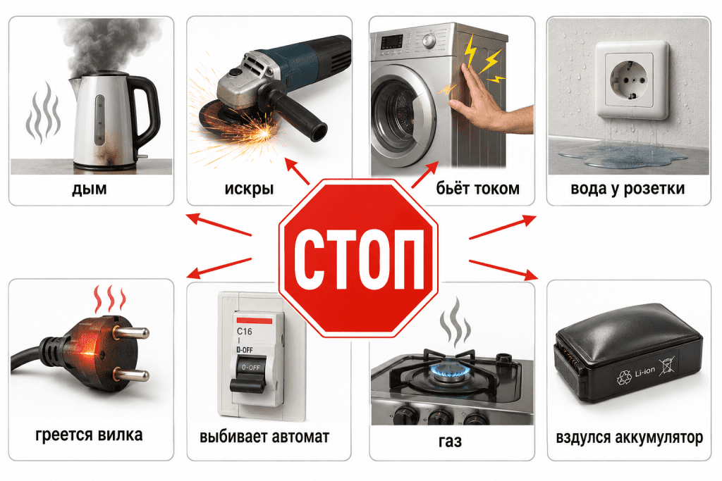 Стоп-признаки опасной бытовой техники