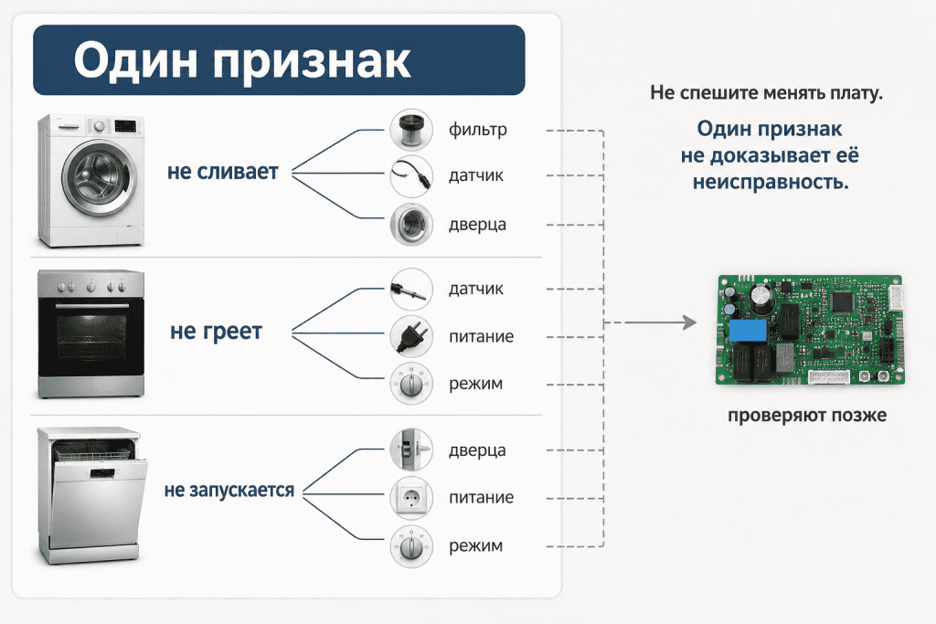 один симптом может иметь несколько простых причин