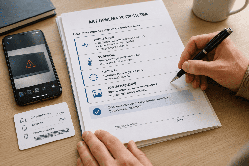 В акте нужен сценарий, не общая фраза