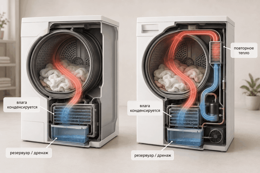 Heat-pump внутри конденсационной логики сушки