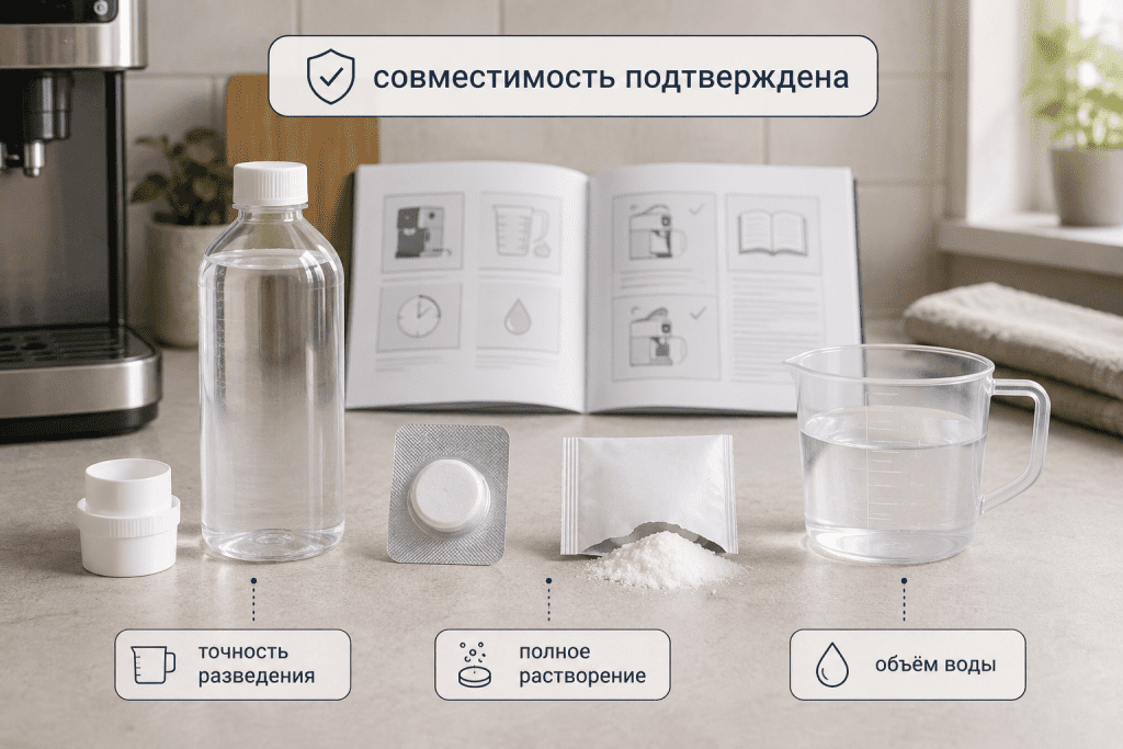 Сравнение формы средства для декальцинации после подтверждения совместимости с техникой