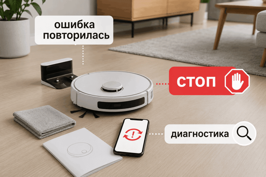 Повторная ошибка переводит чистку в диагностику