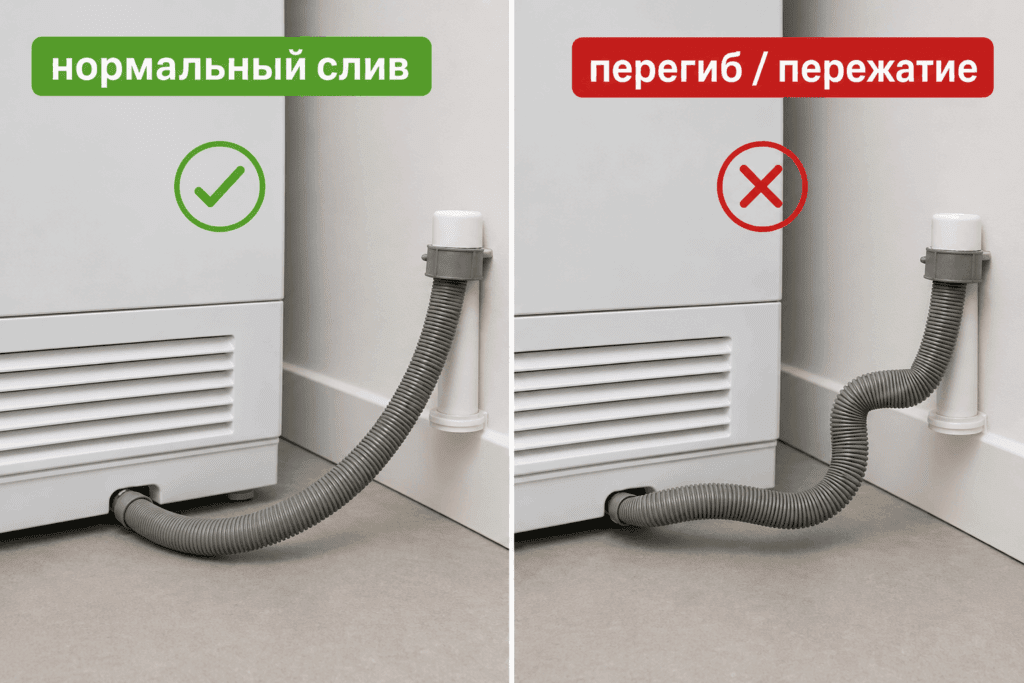 Прямой слив переносит фокус на шланг
