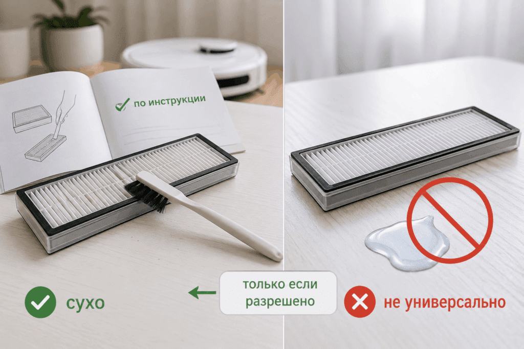 Фильтр моют только по инструкции модели