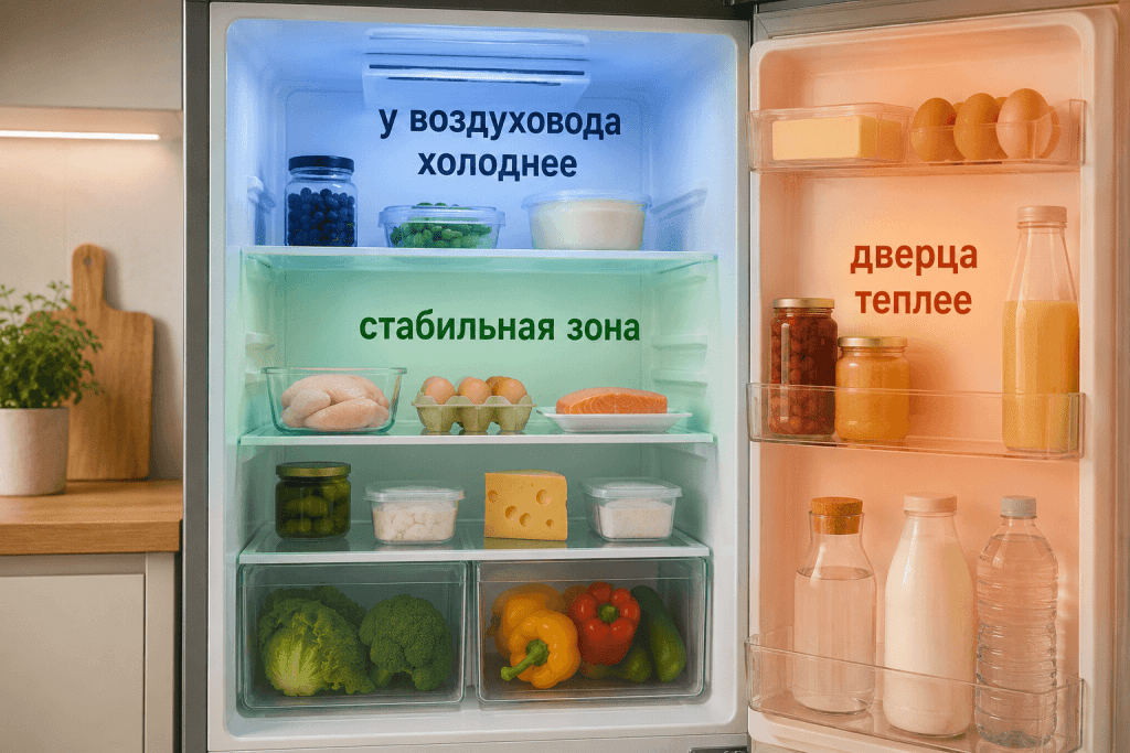 Температурные зоны определяют безопасное размещение продуктов