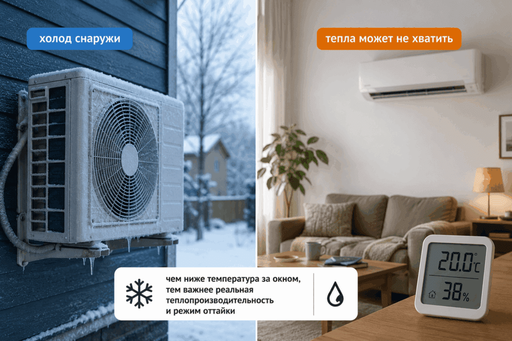Мороз снижает запас тепла кондиционера