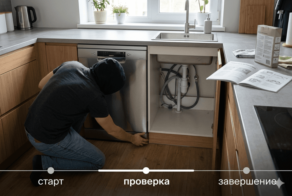 Первый холостой цикл ПММ с проверкой протечек и завершения программы