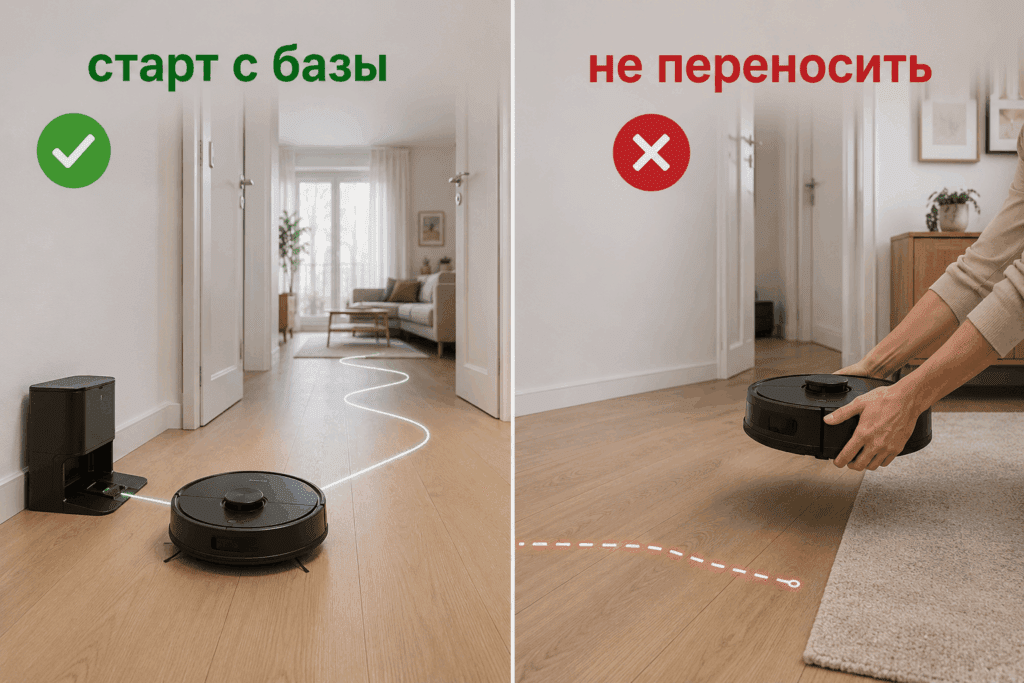 Ручной перенос сбивает первую карту