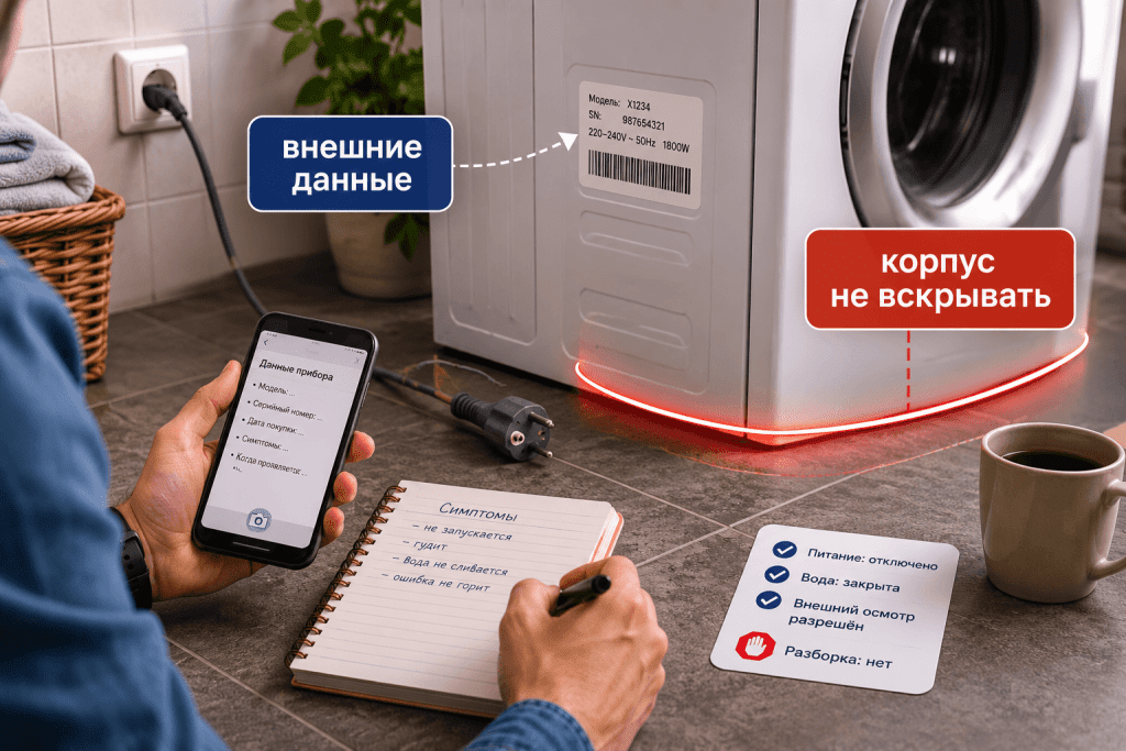 Отключение не разрешает разбирать прибор