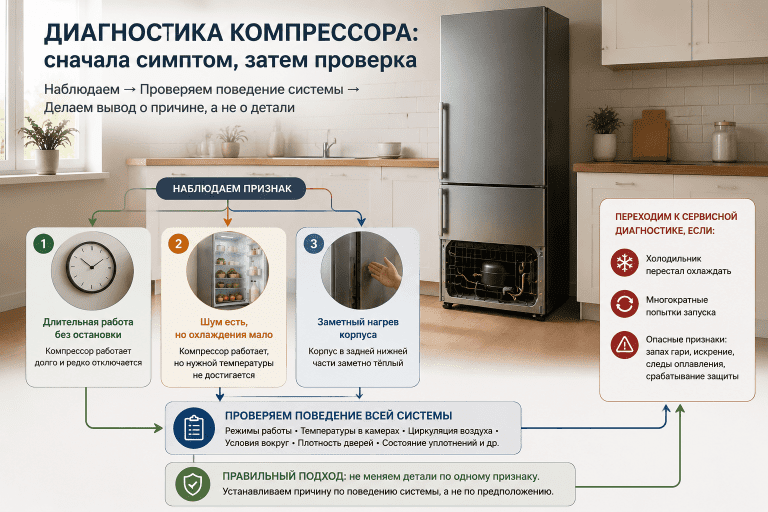 Сначала симптом, затем вывод о компрессоре