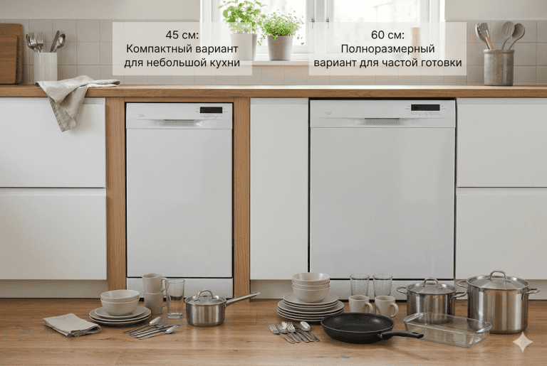 Как выбрать посудомоечную машину 45 или 60 см по кухне и обычной загрузке