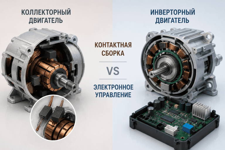 Инверторный и коллекторный двигатель стиральной машины как два разных принципа управления мотором