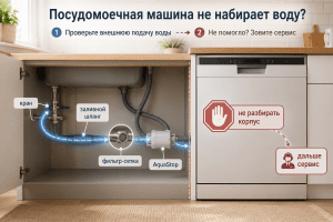 После установки ПММ не набирает воду