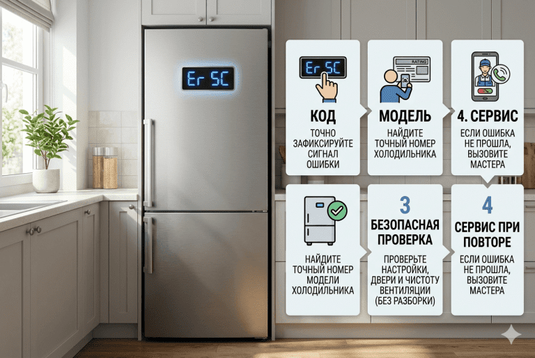 Ошибка разморозки холодильника Samsung как диагностическая развилка: точный код, модель, безопасные проверки и сервисная граница