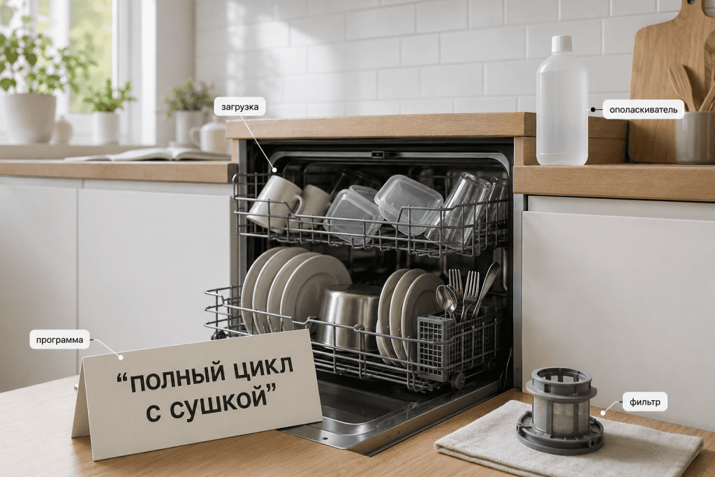 Безопасная проверка посудомоечной машины без разборки при плохой сушке