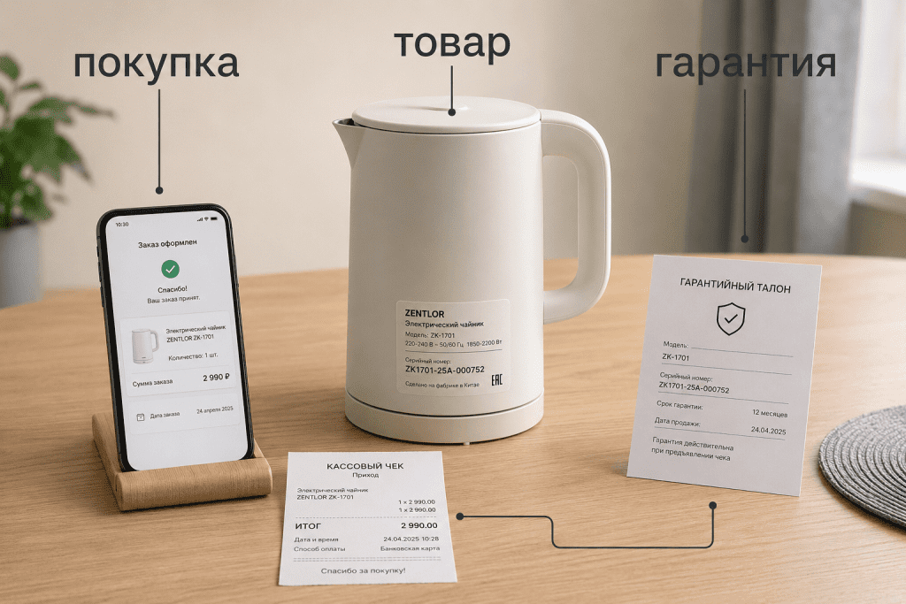 Связка покупки и конкретного товара для гарантийного обращения