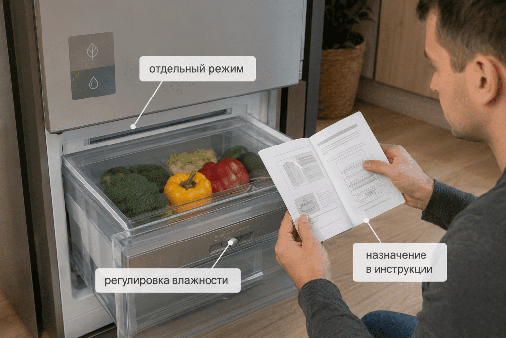 Отличие полноценной зоны свежести от обычного ящика