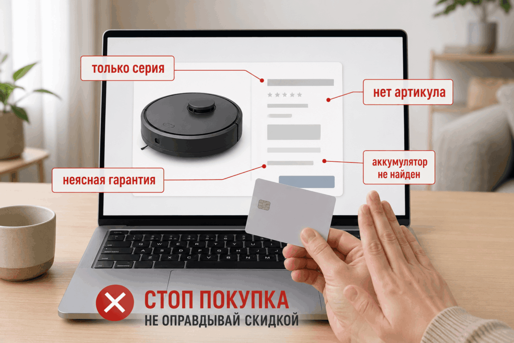 Красные сигналы перед оплатой робота-пылесоса