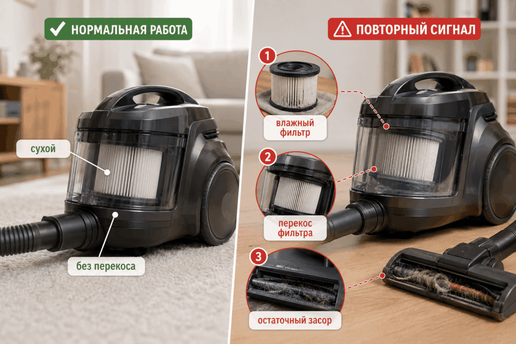 Повторный сигнал после чистки имеет причины