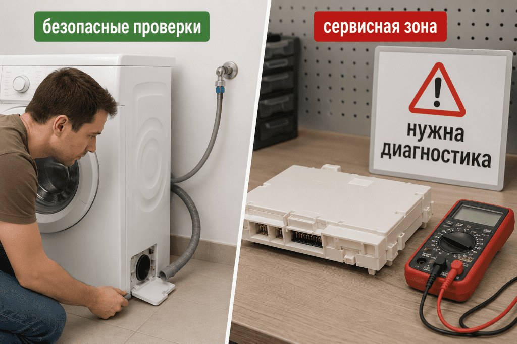 Граница между безопасной бытовой проверкой и диагностикой платы специалистом