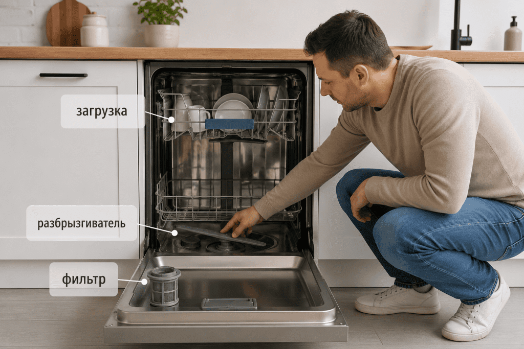Безопасная проверка посудомоечной машины без разборки: загрузка, фильтр и разбрызгиватели