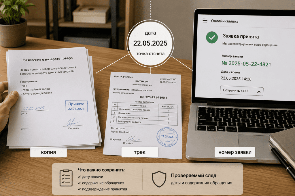 Подтверждение даты и содержания гарантийного обращения через разные каналы подачи