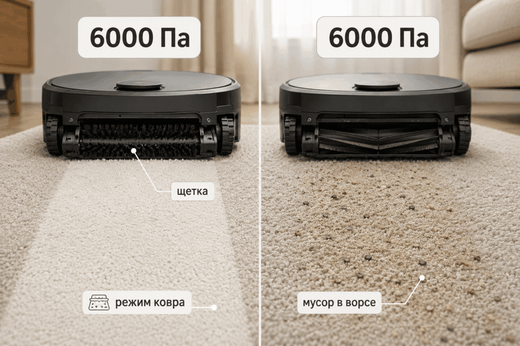 Мощность без щетки не решает уборку