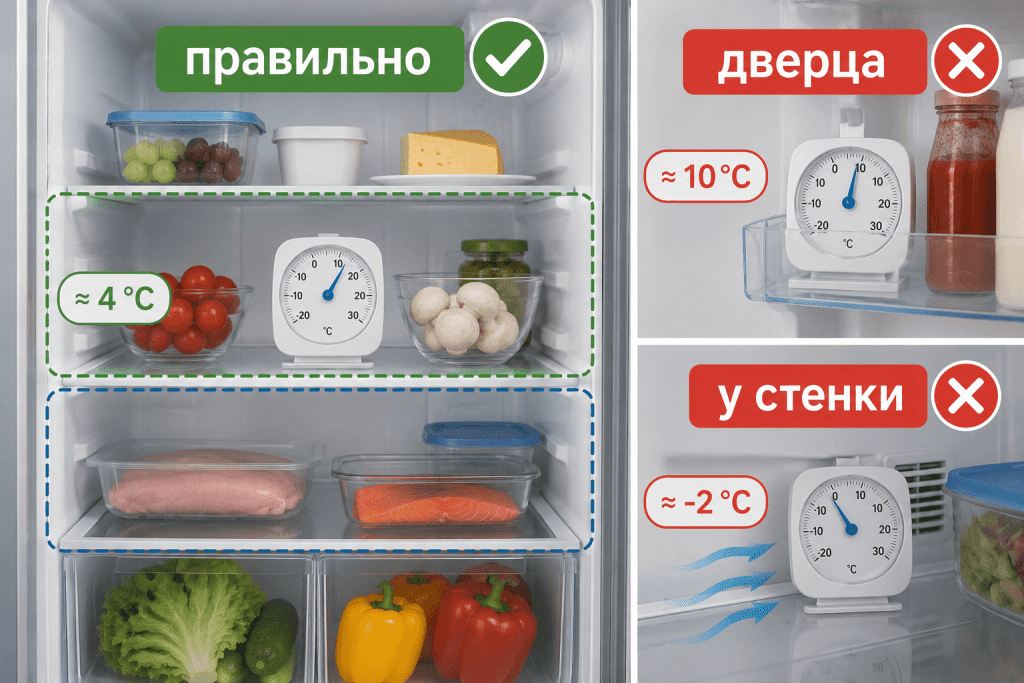 Правильное место термометра исключает ложные показания