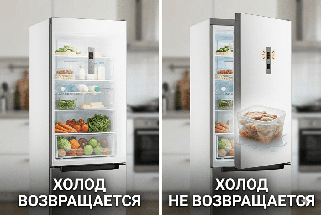 Развилка между временным предупреждением и проблемой охлаждения холодильника