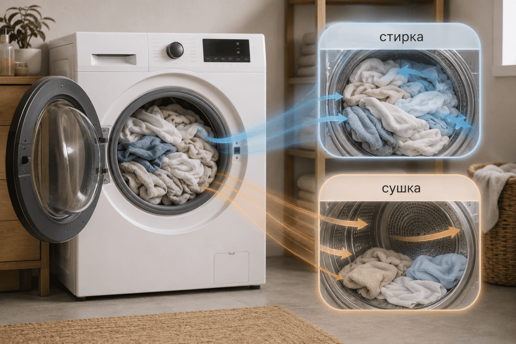 Сушильная загрузка меньше стиральной