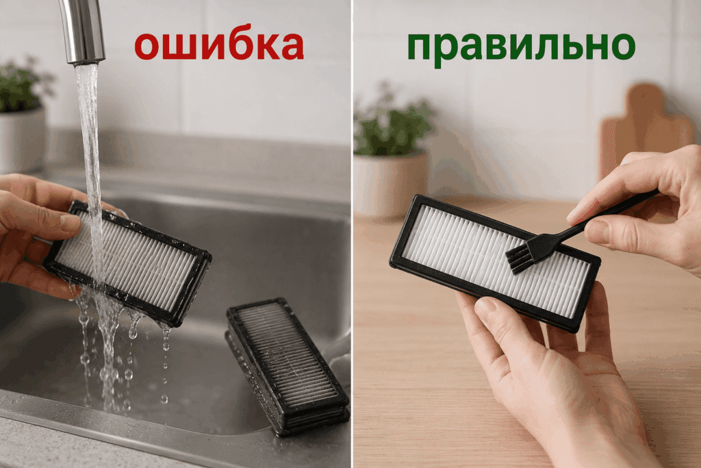 Ошибка с влажным или немоющимся фильтром