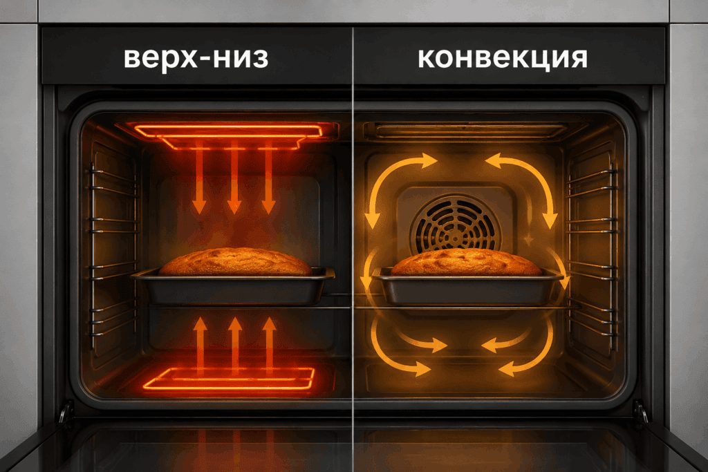 Разница воздушных потоков внутри духовки