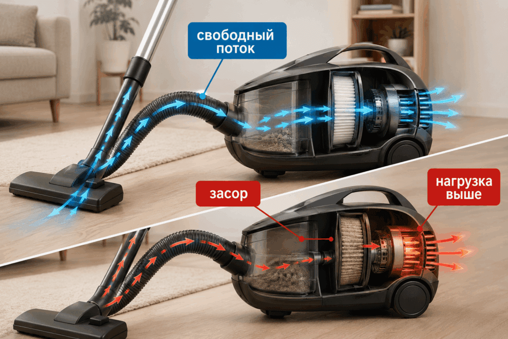 Связь потока воздуха и нагрузки мотора