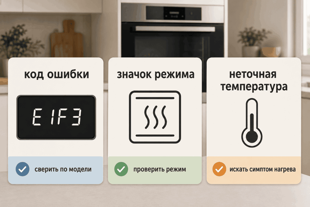 Код, значок и симптом требуют разных шагов