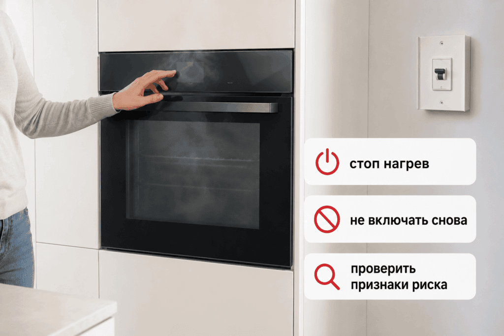 Безопасная остановка духовки при запахе гари