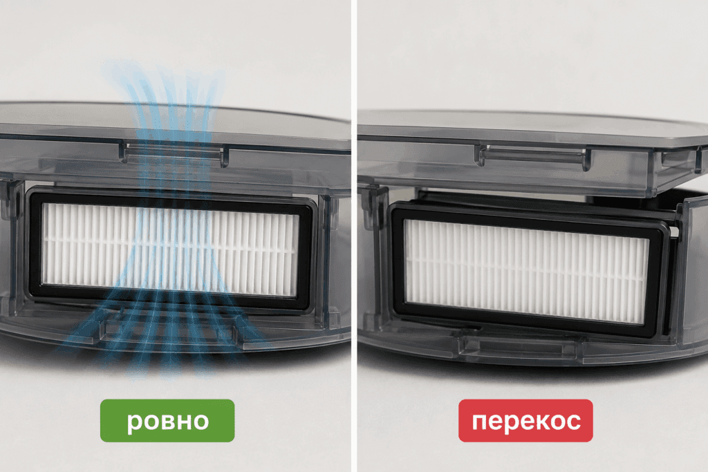 Правильная посадка фильтра без перекоса
