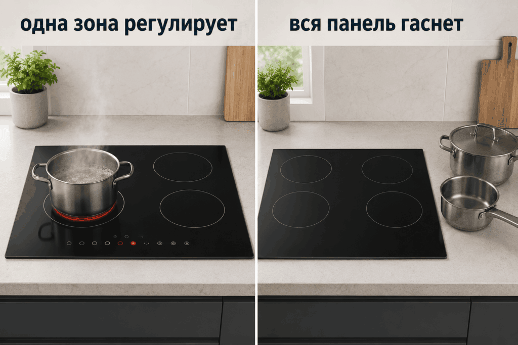 Разница между циклом зоны и отключением панели